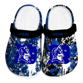 Duke Blue Devils Clogs - Personalized Splatter Splash Blue Black