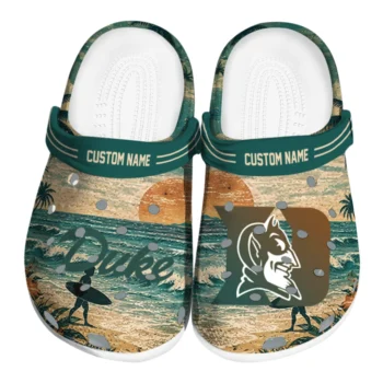 Duke Blue Devils Clogs - Personalized Wave Scene Fir Green