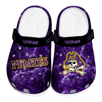 East Carolina Pirates Clogs - Customized Cracked Energy Purple Black