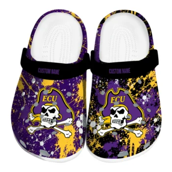 East Carolina Pirates Clogs - Customized Splatter Splash Purple Black