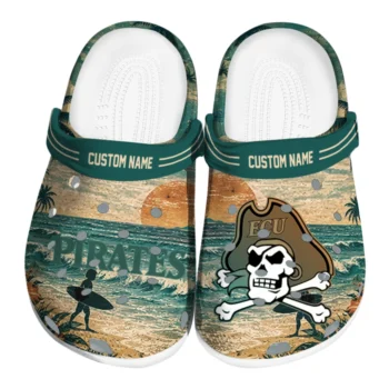 East Carolina Pirates Clogs - Customized Wave Scene Fir Green