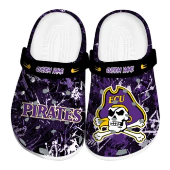 East Carolina Pirates Clogs - Personalized Graffiti Burst Purple Black