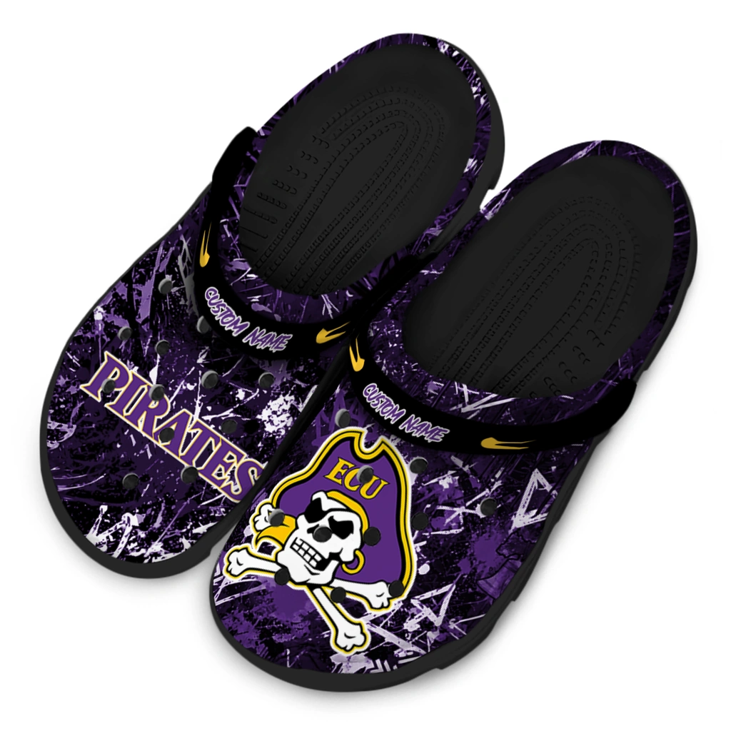 east-carolina-pirates-clog-personalized-graffiti-burst-purple-black-latest-model.webp