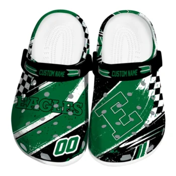 Eastern Michigan Eagles Clogs - Personalized Checkered Streaks Green Black