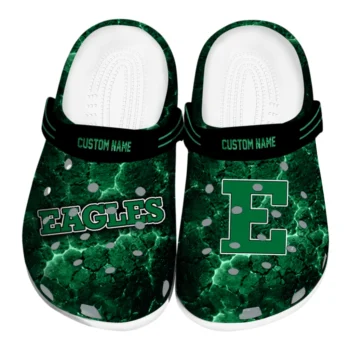 Eastern Michigan Eagles Clogs - Customized Cracked Energy Green Black