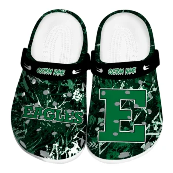 Eastern Michigan Eagles Clogs - Personalized Graffiti Burst Green Black