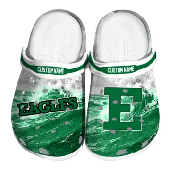 Eastern Michigan Eagles Clogs - Personalized Wave Swirl Green White