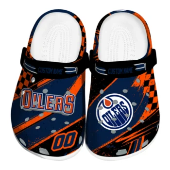 Edmonton Oilers Clogs - Custom Circuit Geometry Blue Black