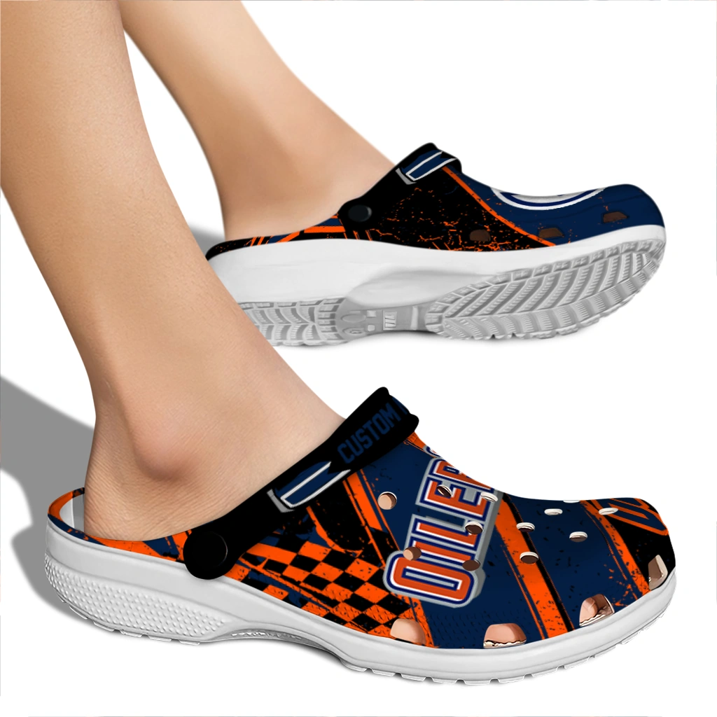 Edmonton Oilers Clogs - Custom Circuit Geometry Blue Black 2