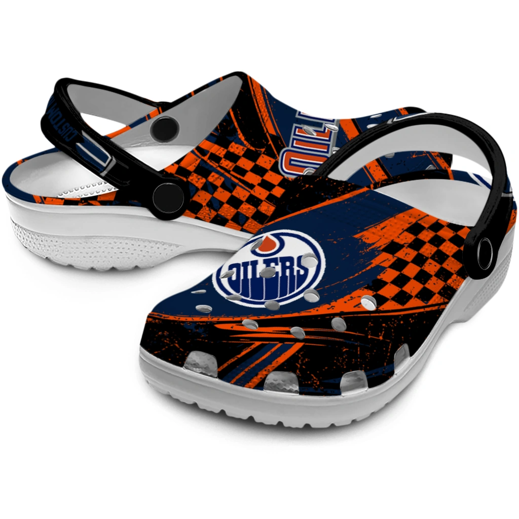 Edmonton Oilers Clogs - Custom Circuit Geometry Blue Black 3