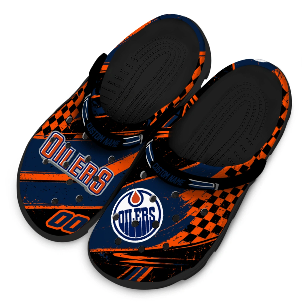 Edmonton Oilers Clogs - Custom Circuit Geometry Blue Black 4