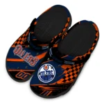 Edmonton Oilers Clogs – Personalized Checkered Streaks Blue Black 1