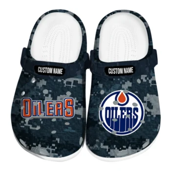 Edmonton Oilers Clogs - Custom Digital Camo Blue