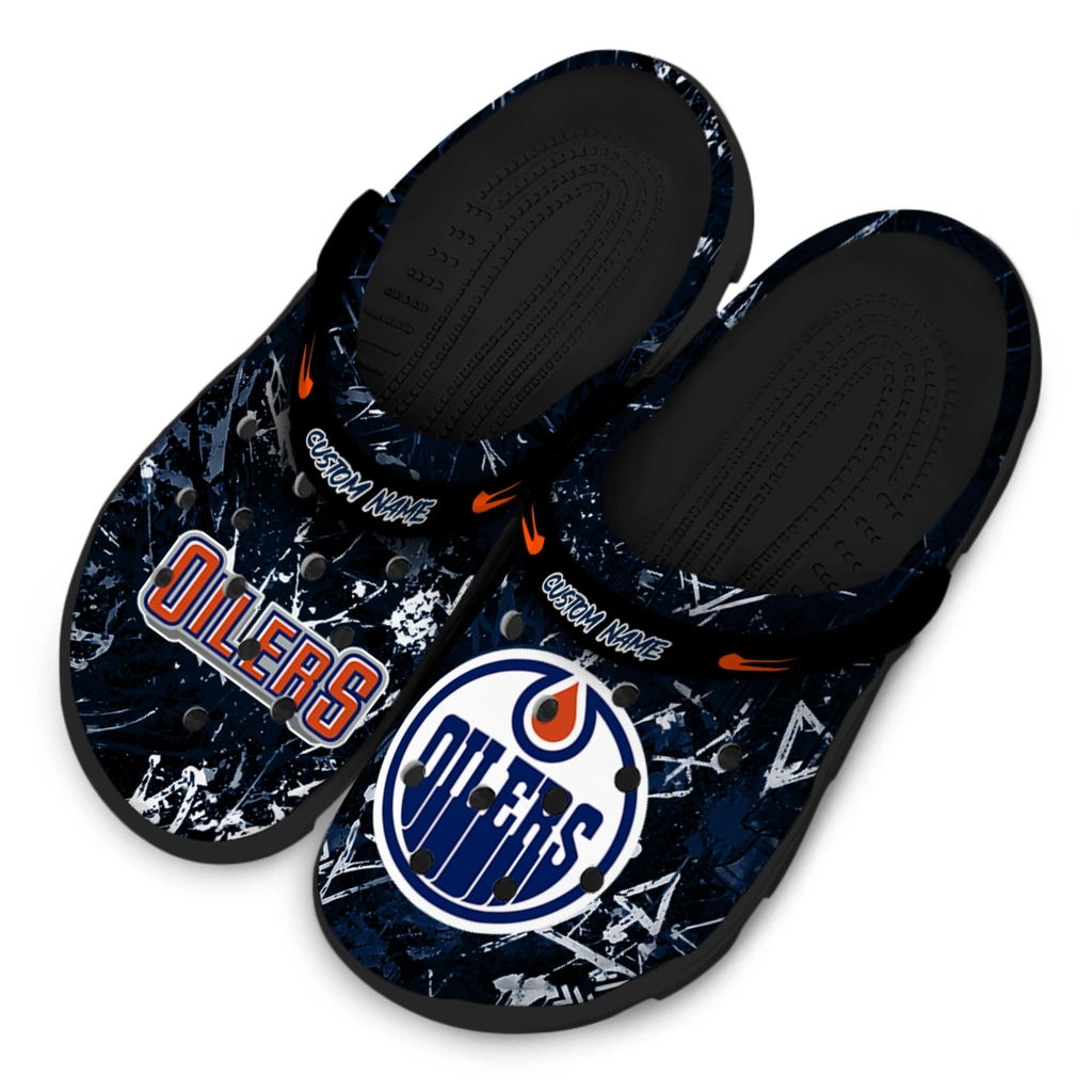 edmonton-oilers-clog-personalized-graffiti-burst-blue-black-latest-model.webp