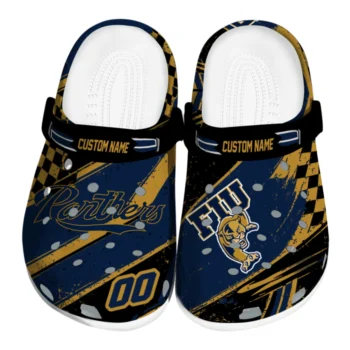 FIU Panthers Clogs - Custom Checkered Streaks Blue Black