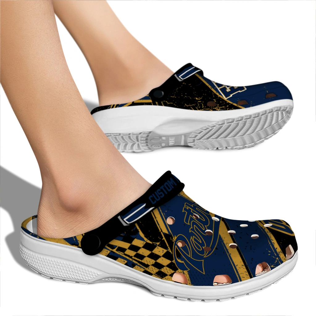 FIU Panthers Clogs - Custom Checkered Streaks Blue Black 2