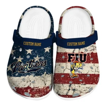 FIU Panthers Clogs - Customized Distressed Stripes Blue Red Blue