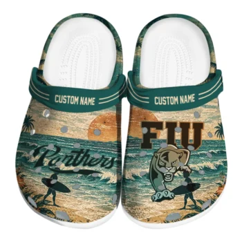 FIU Panthers Clogs - Personalized Wave Scene Fir Green