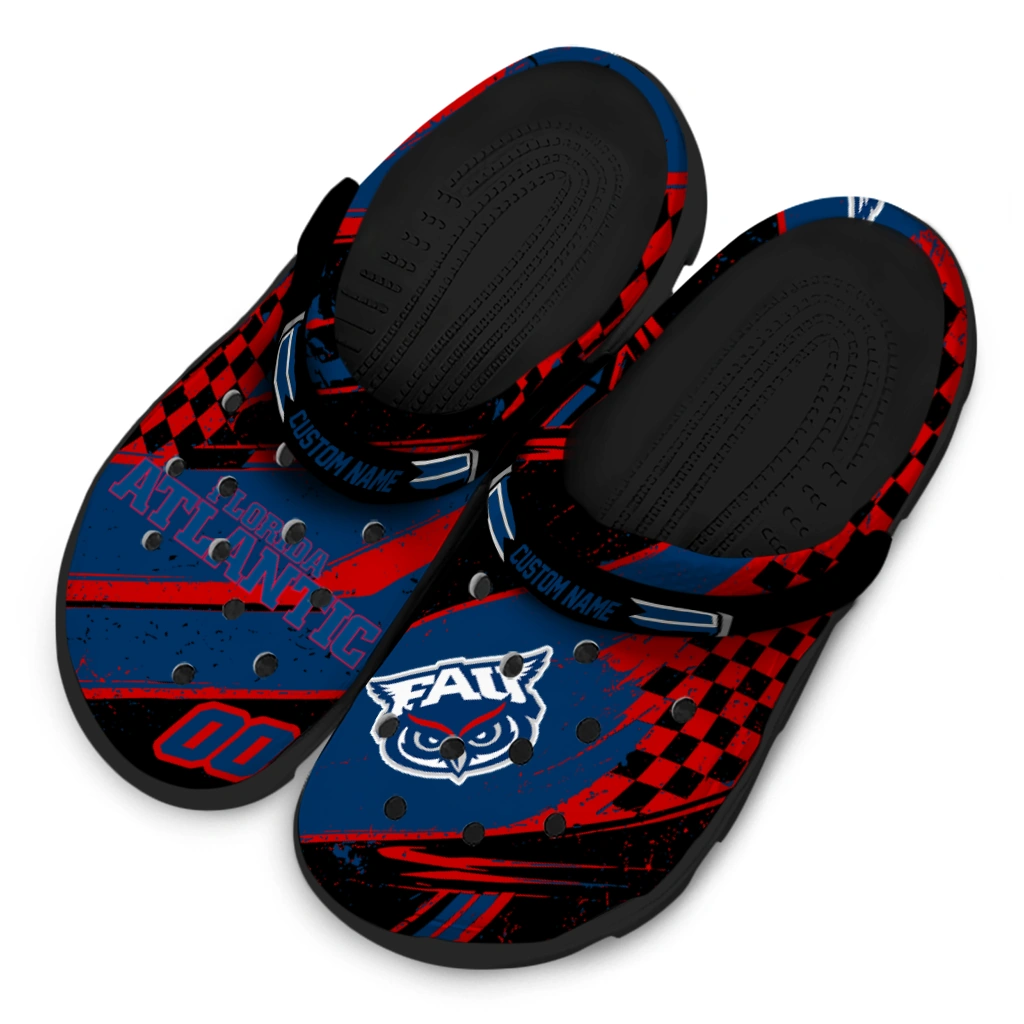 Florida Atlantic Owls Clogs - Custom Circuit Geometry Blue Black 4