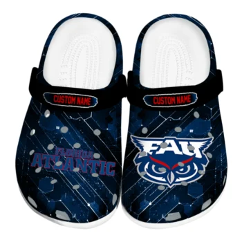 Florida Atlantic Owls Clogs - Custom Circuit Geometry Blue Black