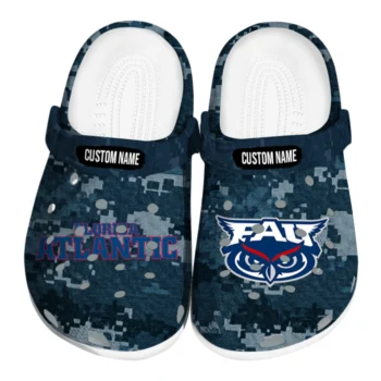 Florida Atlantic Owls Clogs - Custom Digital Camo Blue