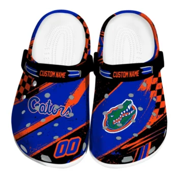 Florida Gators Clogs - Customized Checkered Streaks Blue Black
