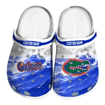 Florida Gators Clogs - Customized Wave Swirl Blue White