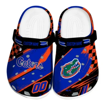Florida Gators Clogs - Customized Checkered Streaks Blue Black
