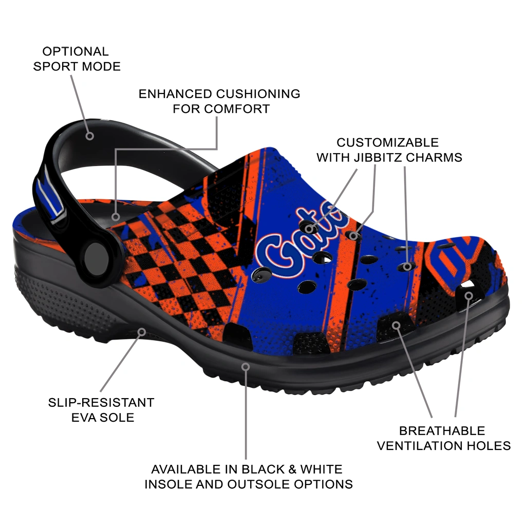 Florida Gators Clogs - Personalized Circuit Geometry Blue Black 5