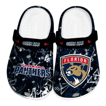 Florida Panthers Clogs - Custom Graffiti Burst Red Black