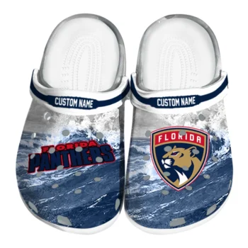 Florida Panthers Clogs - Custom Wave Swirl Red White