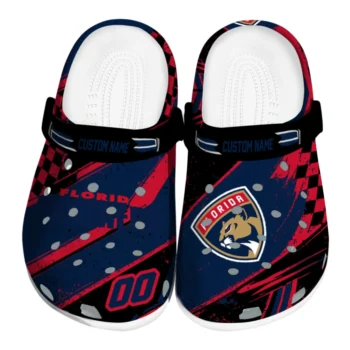Florida Panthers Clogs - Customized Circuit Geometry Red Black