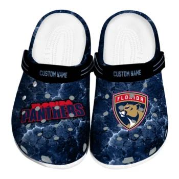 Florida Panthers Clogs - Personalized Cracked Energy Red Black