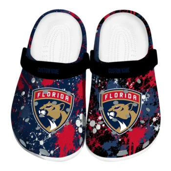 Florida Panthers Clogs - Personalized Splatter Splash Red Black