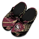 Florida State Seminoles Clogs – Personalized Checkered Streaks Garnet Black 1