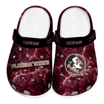 Florida State Seminoles Clogs - Customized Cracked Energy Garnet Black