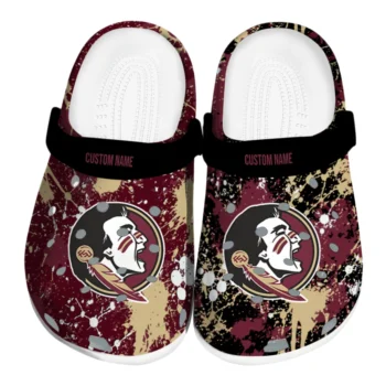 Florida State Seminoles Clogs - Customized Splatter Splash Garnet Black