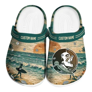 Florida State Seminoles Clogs - Customized Wave Scene Fir Green