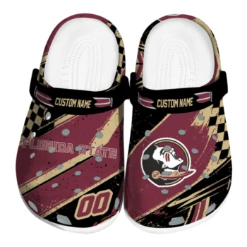 Florida State Seminoles Clogs - Personalized Checkered Streaks Garnet Black