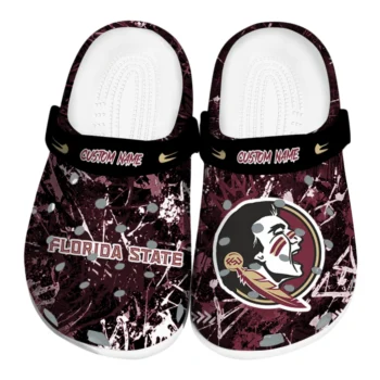 Florida State Seminoles Clogs - Personalized Graffiti Burst Garnet Black