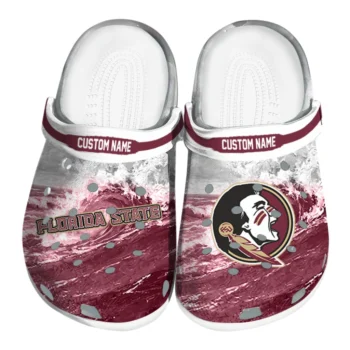 Florida State Seminoles Clogs - Personalized Wave Swirl Garnet White