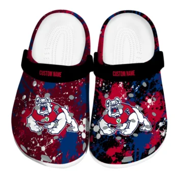 Fresno State Bulldogs Clogs - Custom Splatter Splash Red Black