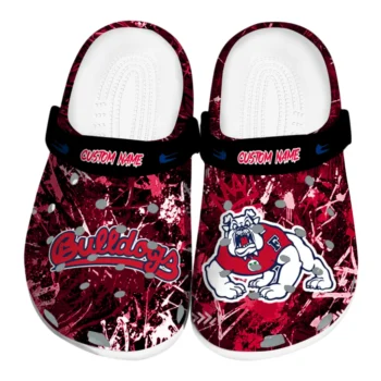 Fresno State Bulldogs Clogs - Customized Graffiti Burst Red Black