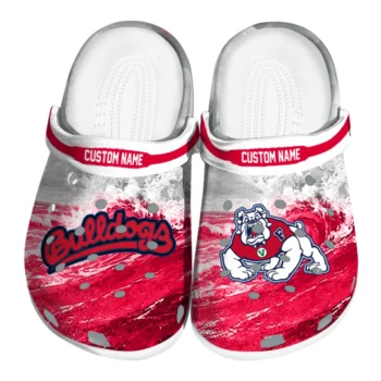 Fresno State Bulldogs Clogs - Customized Wave Swirl Red White