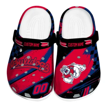 Fresno State Bulldogs Clogs - Personalized Circuit Geometry Red Black