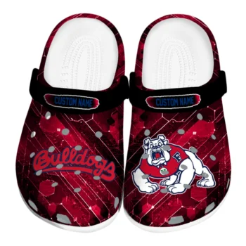 Fresno State Bulldogs Clogs - Personalized Circuit Geometry Red Black
