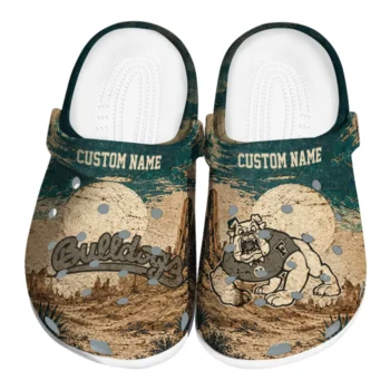 Fresno State Bulldogs Clogs - Personalized Cracked Landscape Fir Green Beige