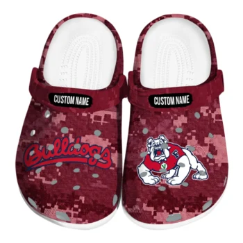 Fresno State Bulldogs Clogs - Personalized Digital Camo Red