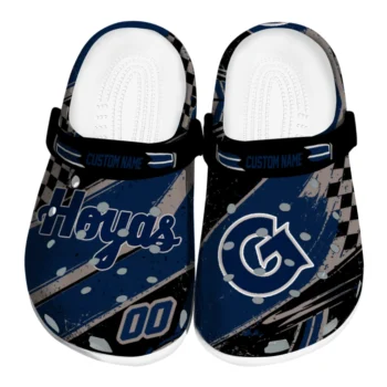 Georgetown Hoyas Clogs - Personalized Checkered Streaks Blue Black