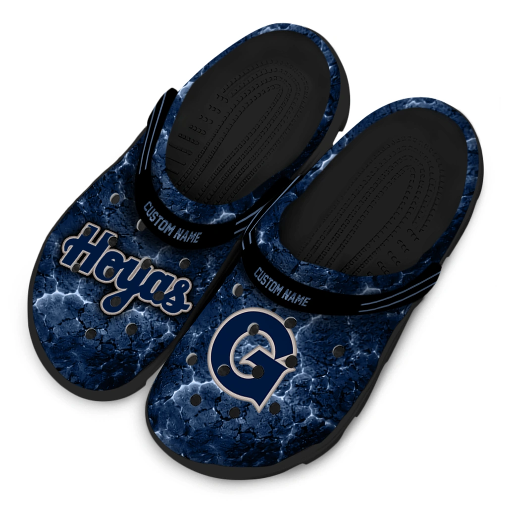 georgetown-hoyas-clog-customized-cracked-energy-blue-black-latest-model.webp